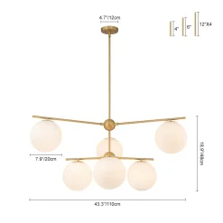 Funky Linear Sputnik Opal Glass Globe Tier Bubble Chandelier