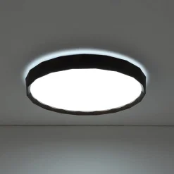Geometric Wood Style Dimmable LED Flush Mount Light