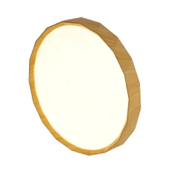 Geometric Wood Style Dimmable LED Flush Mount Light