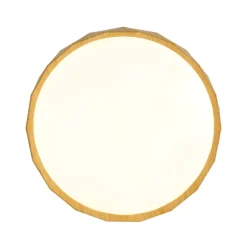 Geometric Wood Style Dimmable LED Flush Mount Light