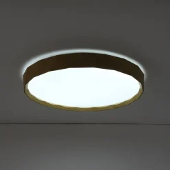 Geometric Wood Style Dimmable LED Flush Mount Light