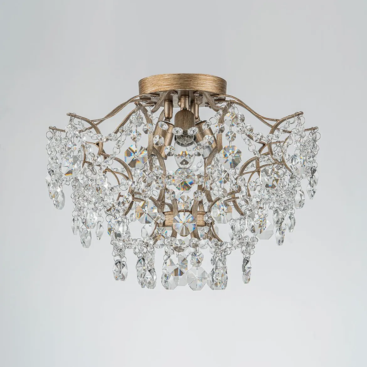 Glam Bloom Draped Crystal Accented Semi Flush Mount