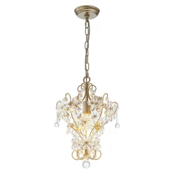 Glam Bloom Floral Crystal Accented Cage Pendant Light