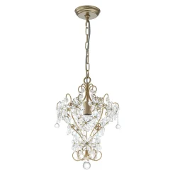 Glam Bloom Floral Crystal Accented Cage Pendant Light