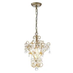 Glam Bloom Floral Crystal Accented Cage Pendant Light