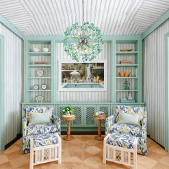 Glam Bloom Green Blue Crystal Flower Dandelion Chandelier