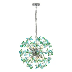 Glam Bloom Green Blue Crystal Flower Dandelion Chandelier