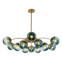 Glam Bloom 12-Light Blue Glass Bubble Semi Flush Chandelier