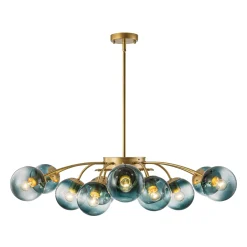 Glam Bloom 12-Light Blue Glass Bubble Semi Flush Chandelier