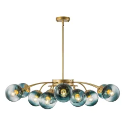 Glam Bloom 12-Light Blue Glass Bubble Semi Flush Chandelier