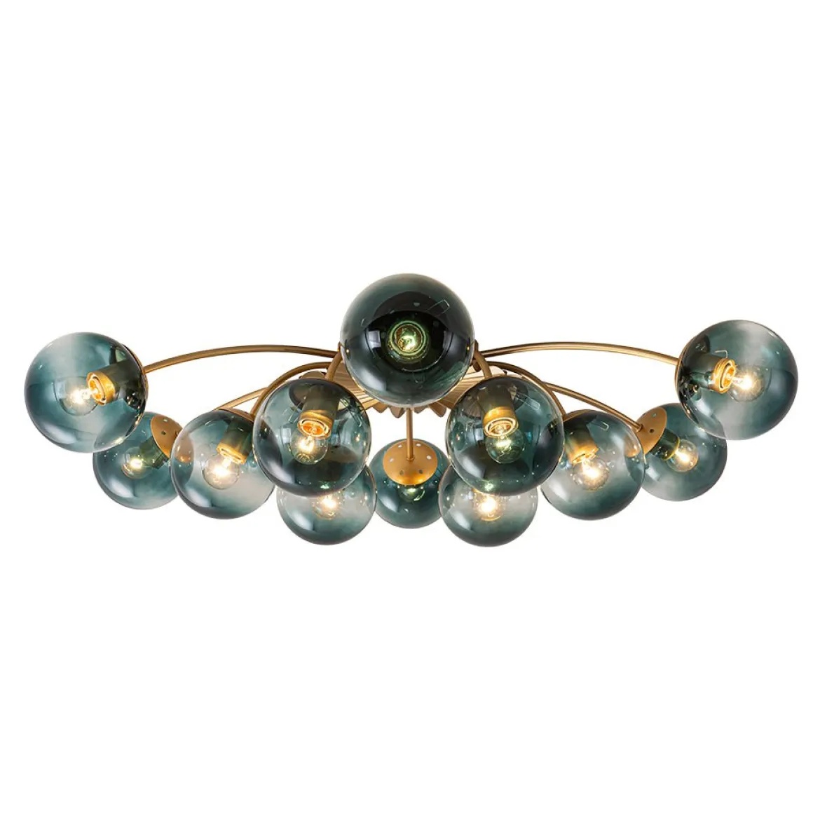 Glam Bloom 12-Light Blue Glass Bubble Semi Flush Chandelier