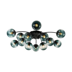 Glam Bloom 12-Light Blue Glass Bubble Semi Flush Chandelier