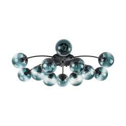 Glam Bloom 12-Light Blue Glass Bubble Semi Flush Chandelier