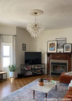 Glam Brass Cluster Ribbed Glass Globe Bubble Chandelier