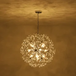 Glam Chrome Bloom Dandelion Crystal Sputnik Chandelier