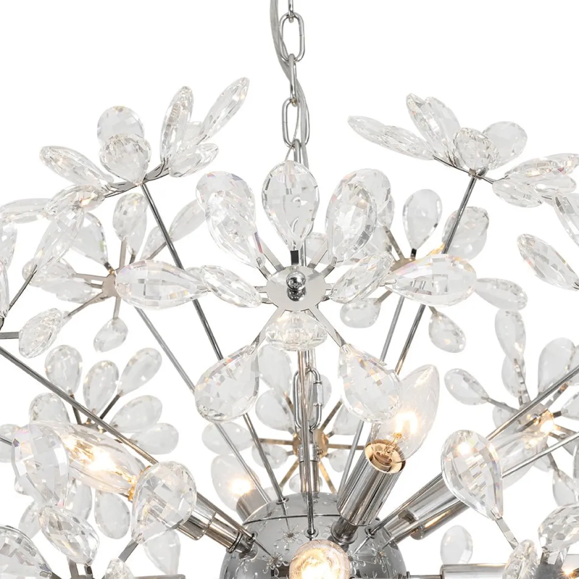 Glam Chrome Bloom Dandelion Crystal Sputnik Chandelier
