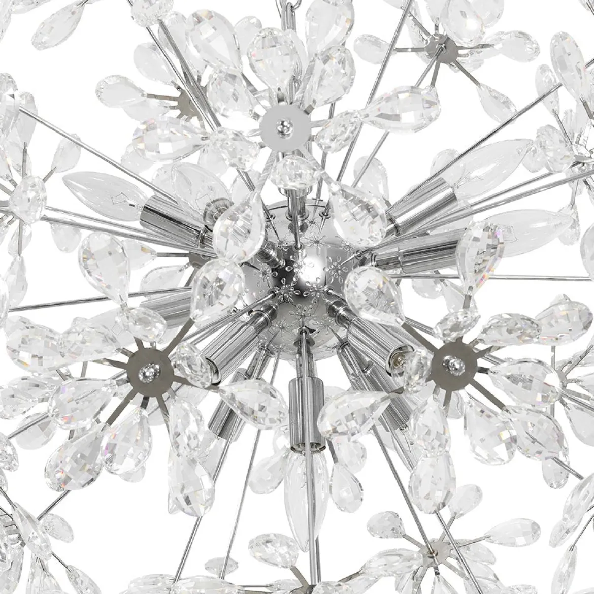 Glam Chrome Bloom Dandelion Crystal Sputnik Chandelier