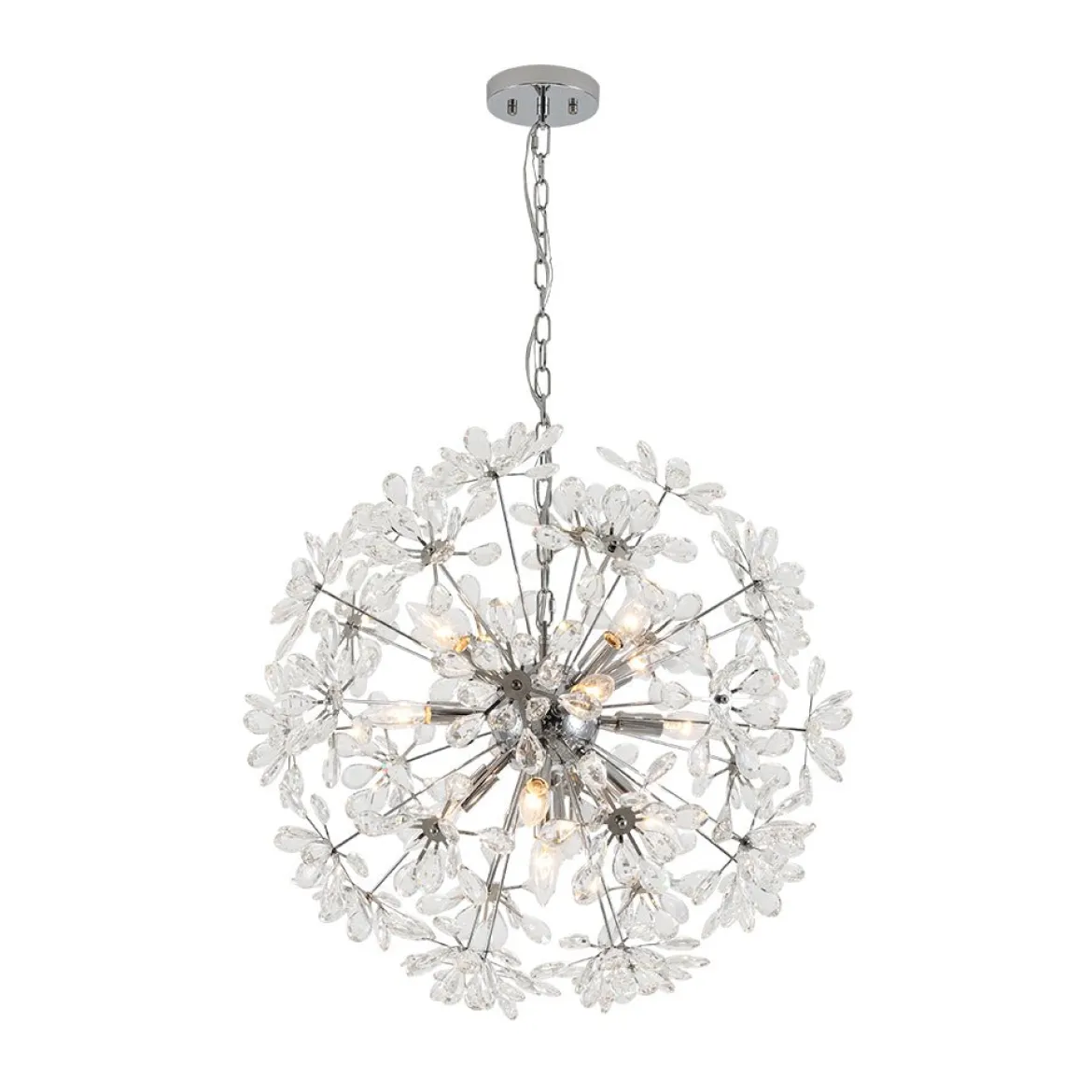 Glam Chrome Bloom Dandelion Crystal Sputnik Chandelier