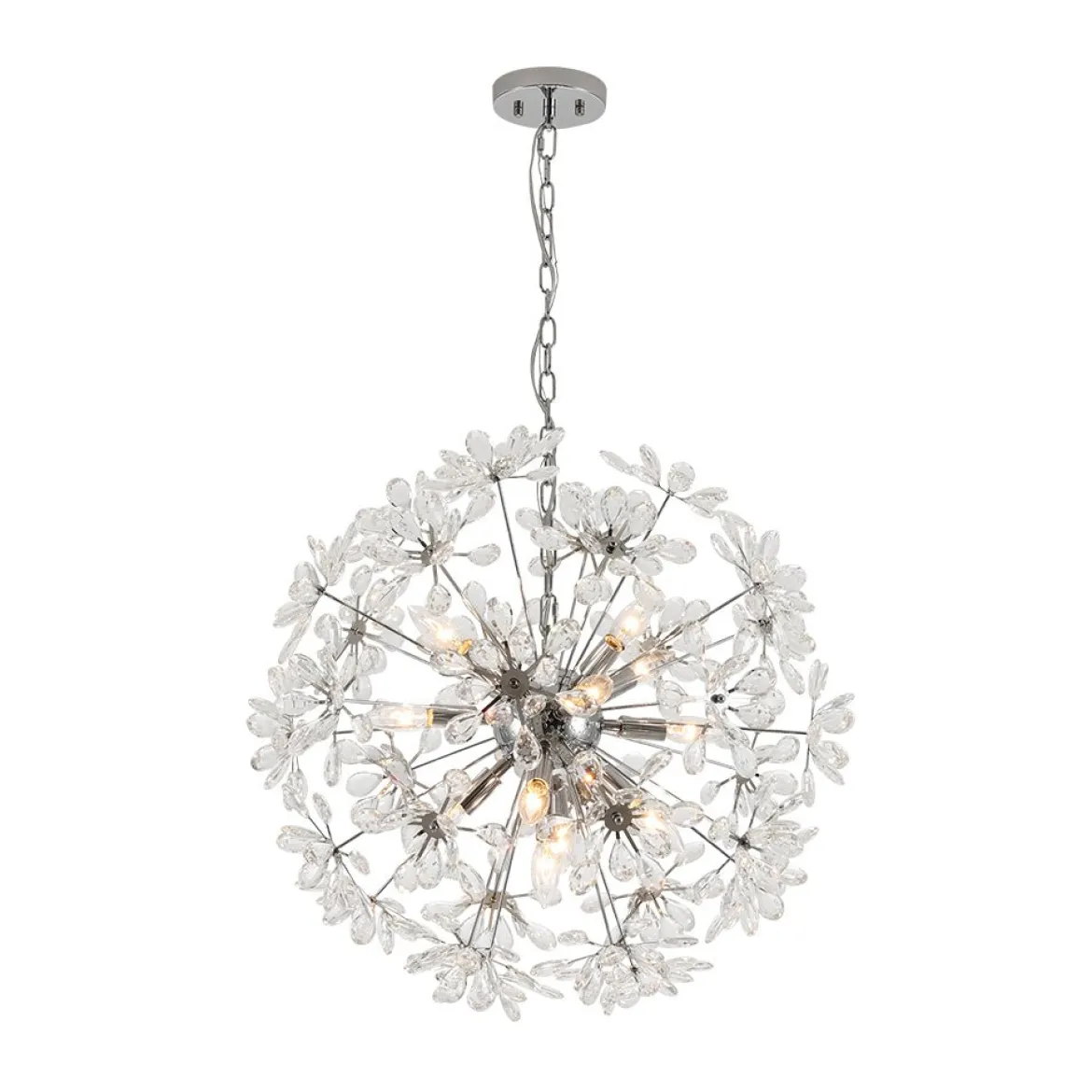 Glam Chrome Bloom Dandelion Crystal Sputnik Chandelier