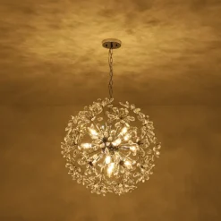 Glam Chrome Bloom Dandelion Crystal Sputnik Chandelier