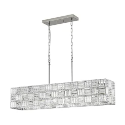 Glam Chrome Dazzle Crystal Rectangle Cage Island Chandelier