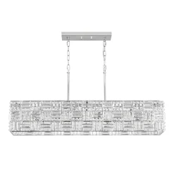 Glam Chrome Dazzle Crystal Rectangle Cage Island Chandelier