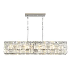 Glam Chrome Dazzle Crystal Rectangle Cage Island Chandelier