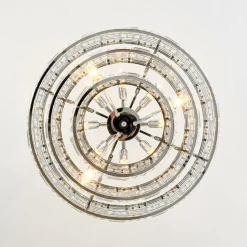 Glam Chrome Spark Cut Crystal Tiered Round Chandelier