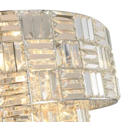 Glam Chrome Spark Cut Crystal Tiered Round Chandelier