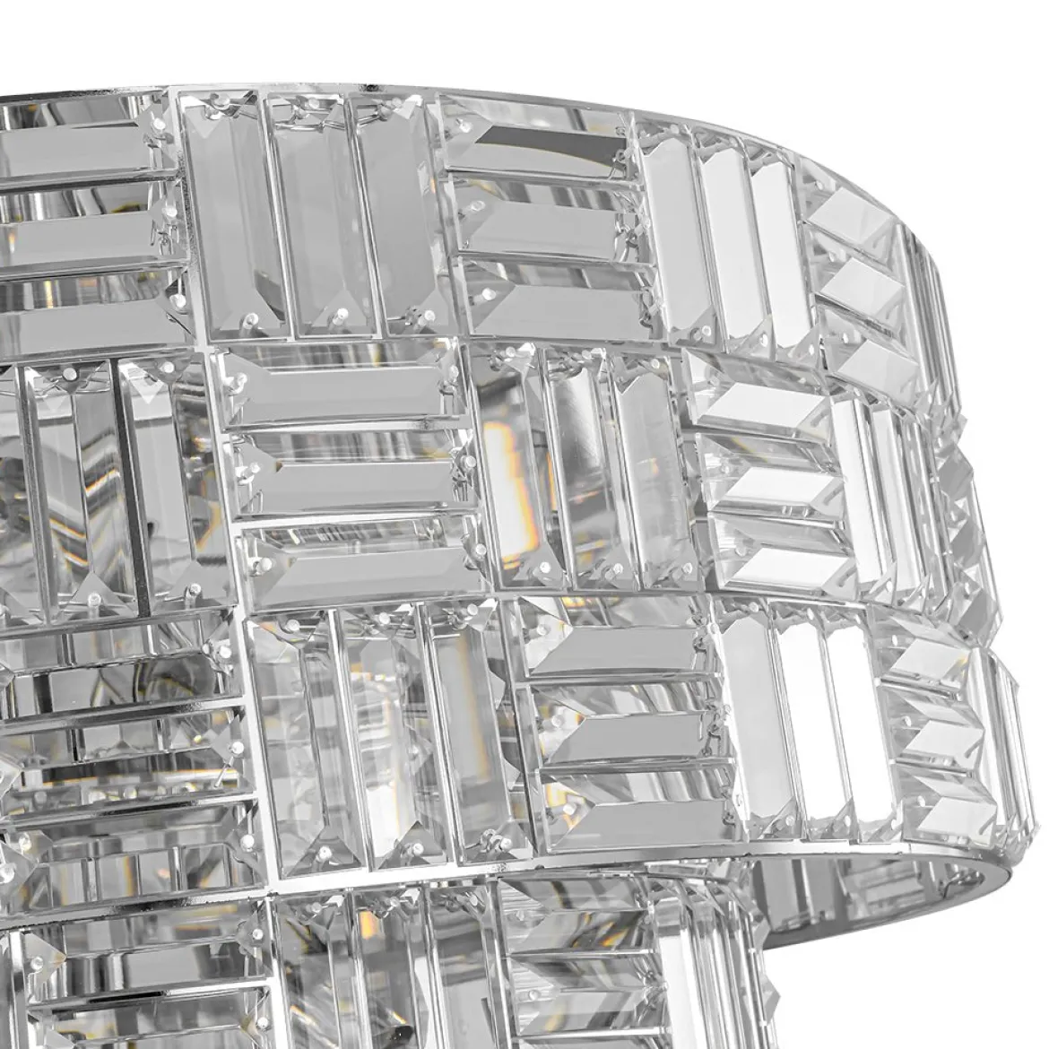 Glam Chrome Spark Cut Crystal Tiered Round Chandelier