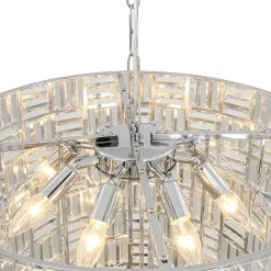 Glam Chrome Spark Cut Crystal Tiered Round Chandelier