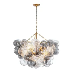 Glam Cluster Ribbed Smoked Glass Globe Bubble Chandelier