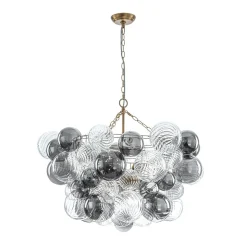 Glam Cluster Ribbed Smoked Glass Globe Bubble Chandelier