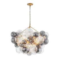 Glam Cluster Ribbed Smoked Glass Globe Bubble Chandelier