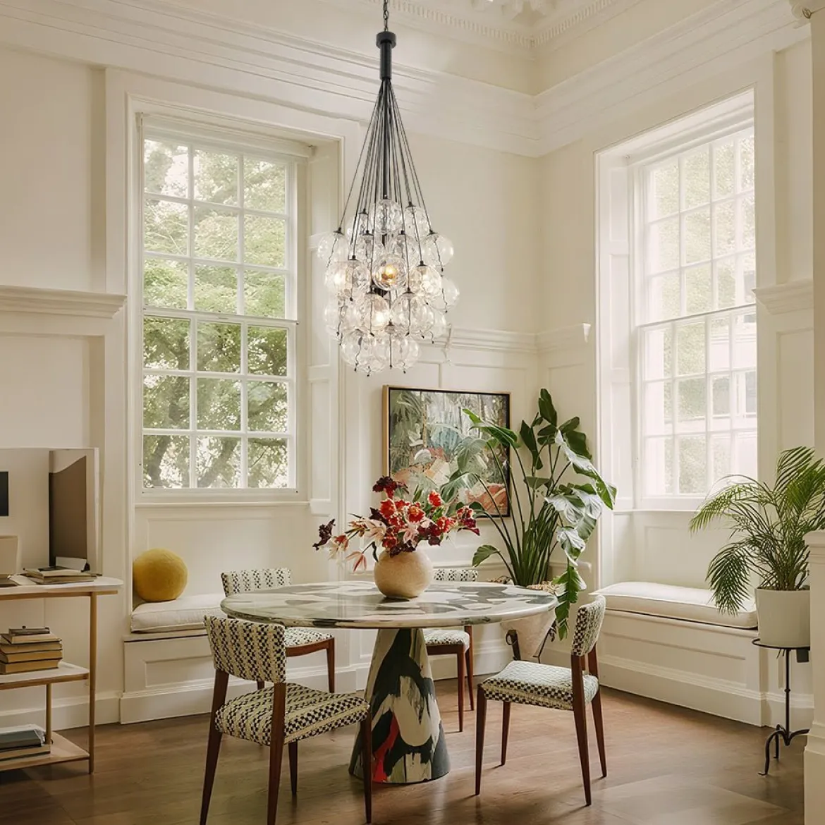 Glam Cluster Textured Water Glass Globe Bubble Chandelier