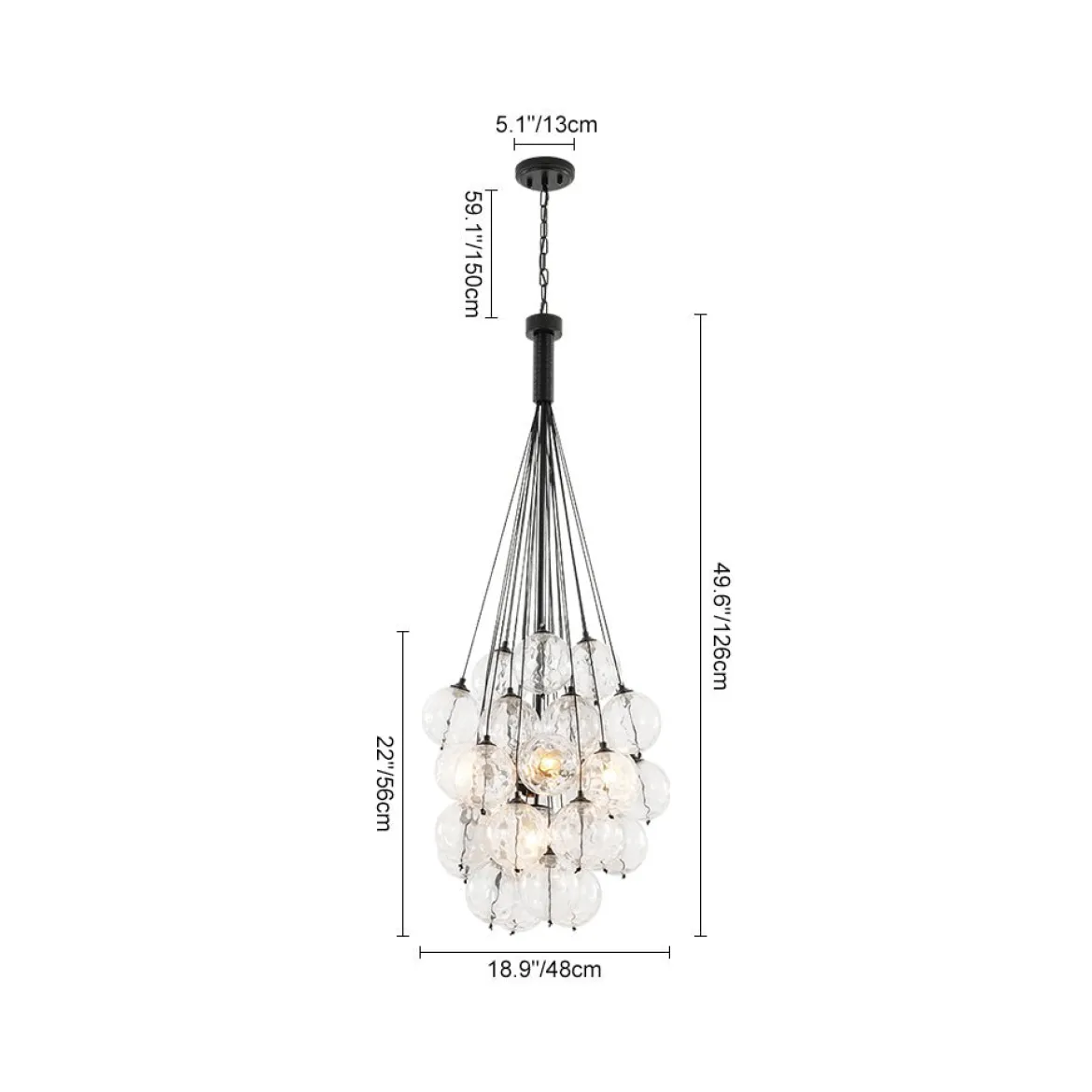 Glam Cluster Textured Water Glass Globe Bubble Chandelier