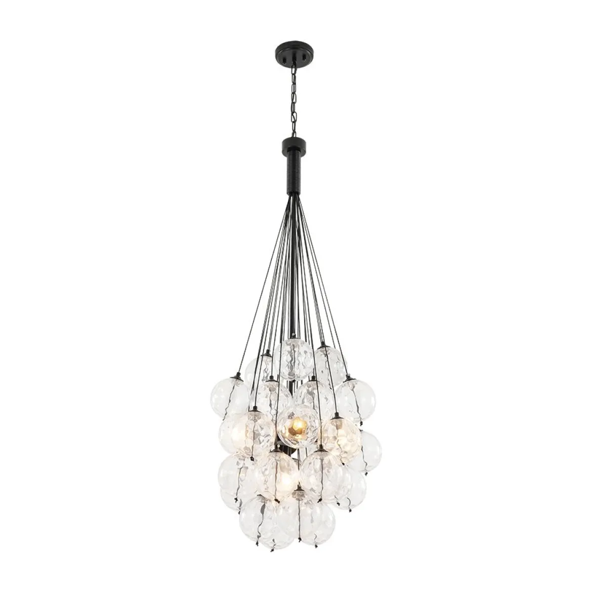 Glam Cluster Textured Water Glass Globe Bubble Chandelier