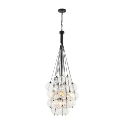 Glam Cluster Textured Water Glass Globe Bubble Chandelier