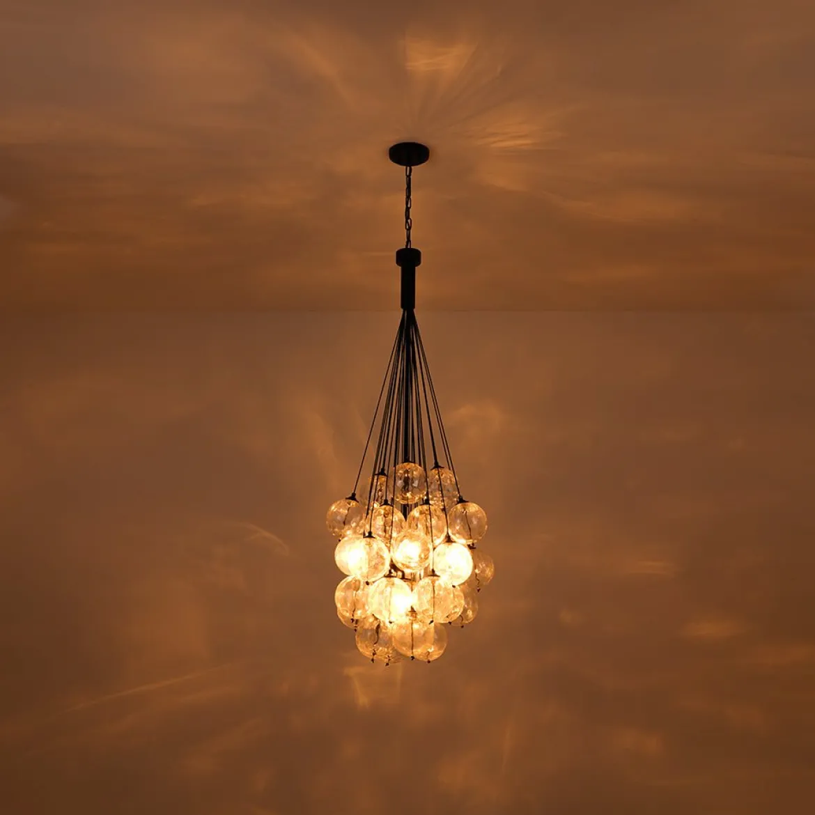 Glam Cluster Textured Water Glass Globe Bubble Chandelier