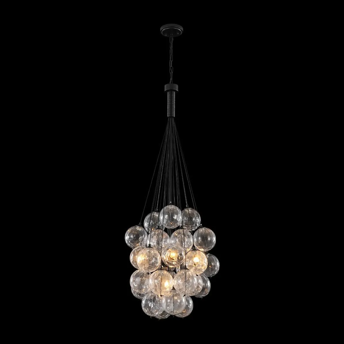 Glam Cluster Textured Water Glass Globe Bubble Chandelier