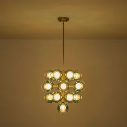 Glam Cluster White Blue Glass Bubble Tiered Chandelier