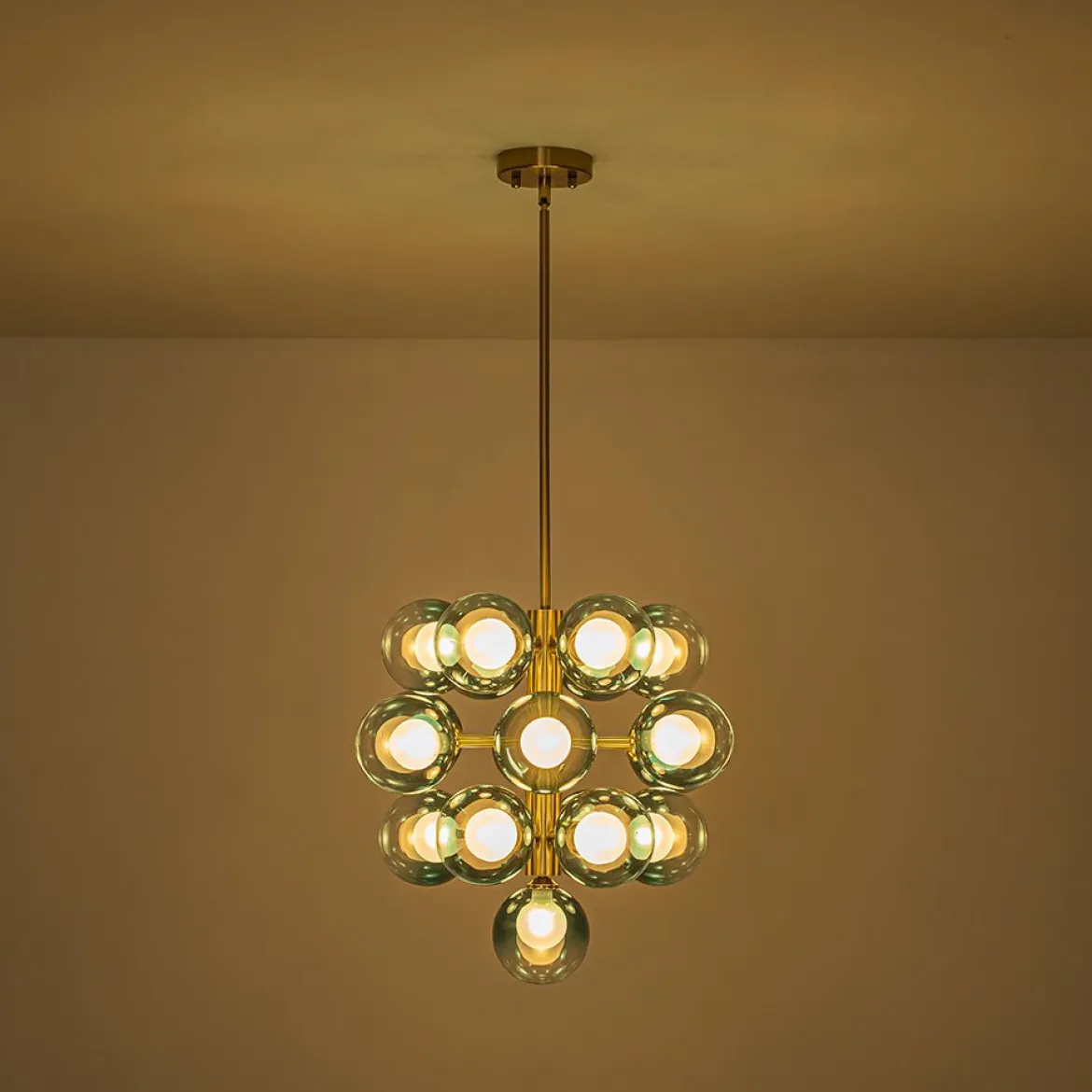 Glam Cluster White Blue Glass Bubble Tiered Chandelier