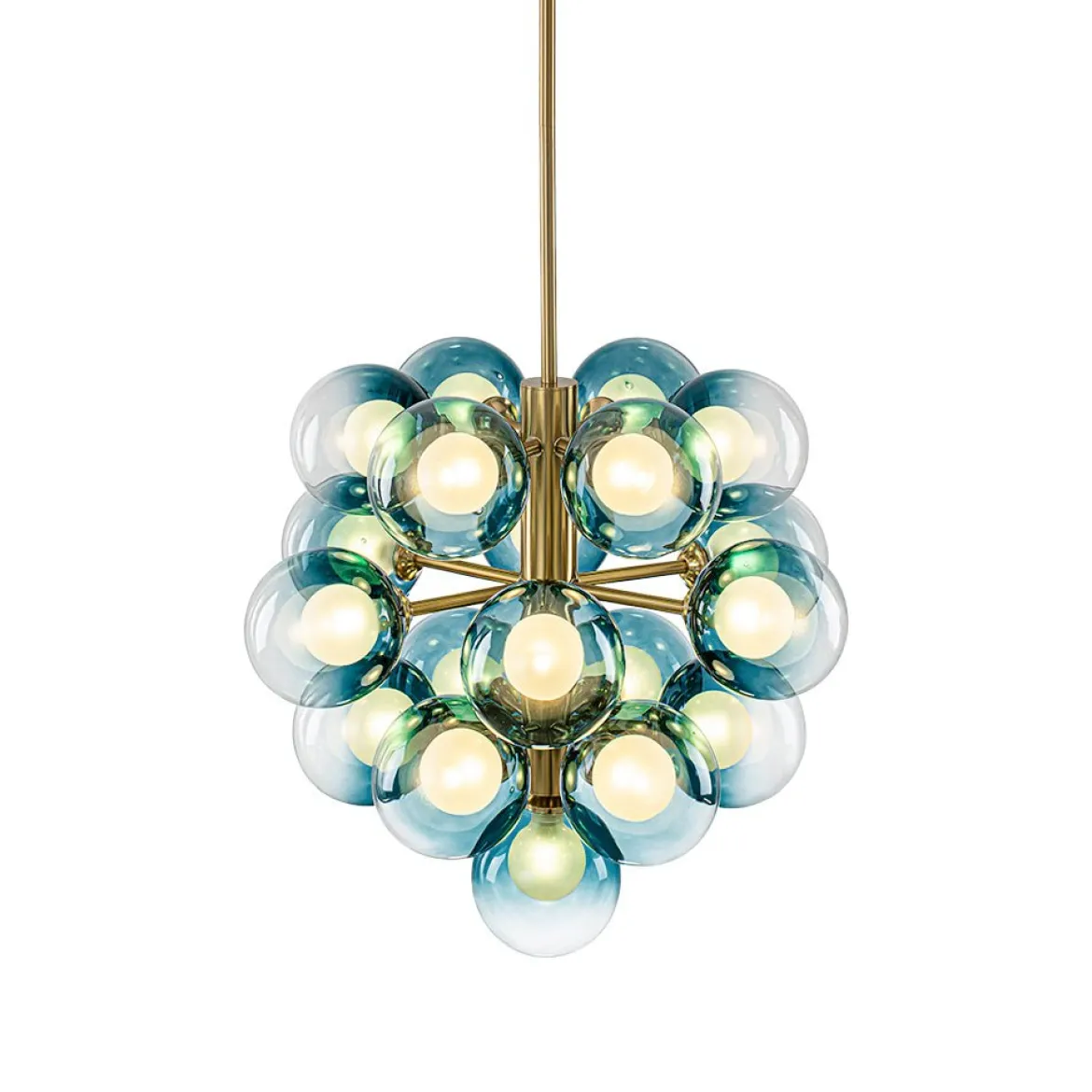 Glam Cluster White Blue Glass Bubble Tiered Chandelier