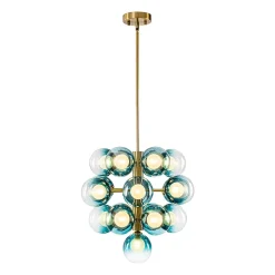 Glam Cluster White Blue Glass Bubble Tiered Chandelier