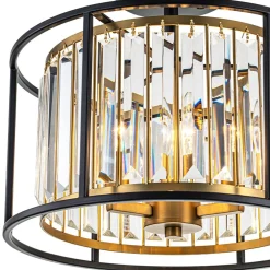 Glam Crystal Drum Round Semi Flush Ceiling Light