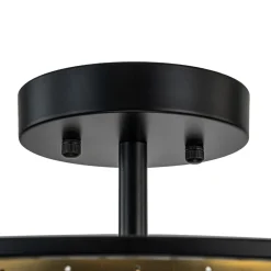 Glam Crystal Drum Round Semi Flush Ceiling Light