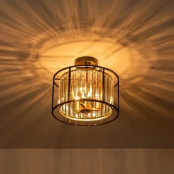 Glam Crystal Drum Round Semi Flush Ceiling Light