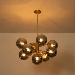 Glam Dark Pearl Smoked Glass Globe Bubble Sputnik Chandelier