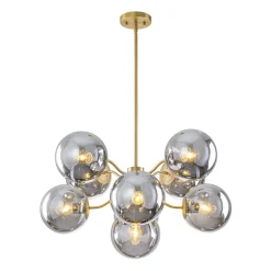 Glam Dark Pearl Smoked Glass Globe Bubble Sputnik Chandelier