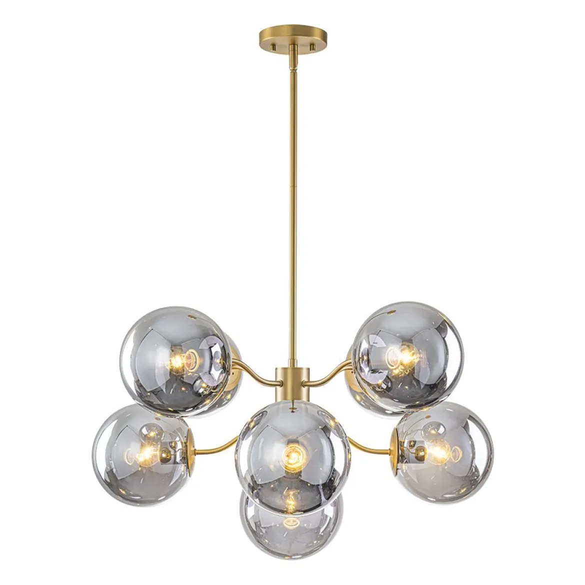 Glam Dark Pearl Smoked Glass Globe Bubble Sputnik Chandelier